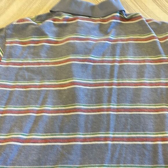 Men’s Polo Ralph Lauren Blue, White, Red & Green Horizontal Stripe Collared Shir - Picture 8 of 8